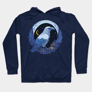 White Crow at Night Time Hoodie